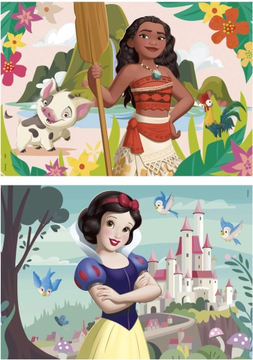Fa puzzle Disney hercegnők Vaiana és Hófehérke 2×50 darab