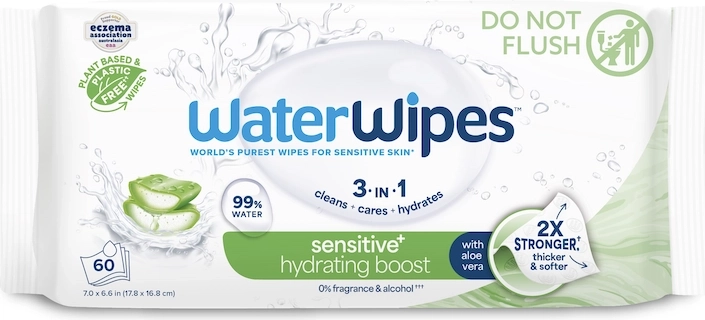WaterWipes hidratáló nedves törlőkendők aloe verával 3 az 1-ben, 60 db