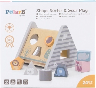 Fa POLARB alakválogató kockákkal – piramis