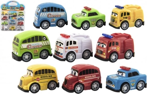 Mini autókészlet 5 cm műanyagból, 10 db bliszterben