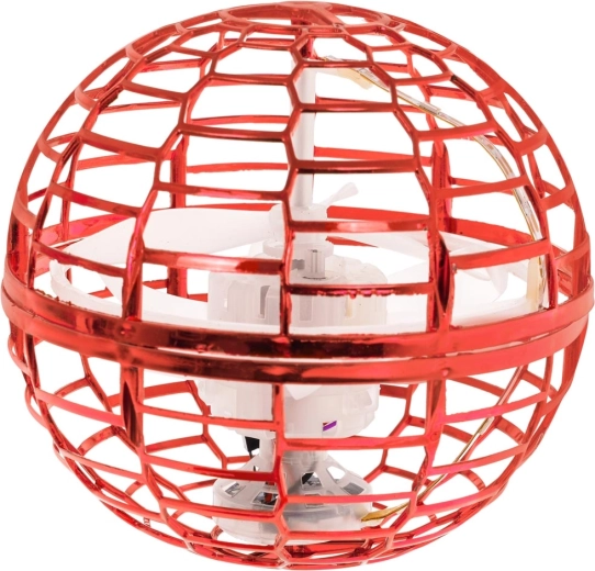 Kézmozdulattal irányítható, LED fényekkel ellátott repülő gömb – Piros