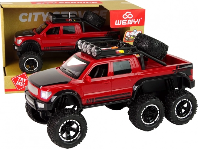 6x6 terepjáró lendkerékkel 1:16, piros