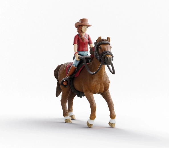 Schleich Horse Club Hannah és Cayenne ló – mozgatható lovas és herélt figura