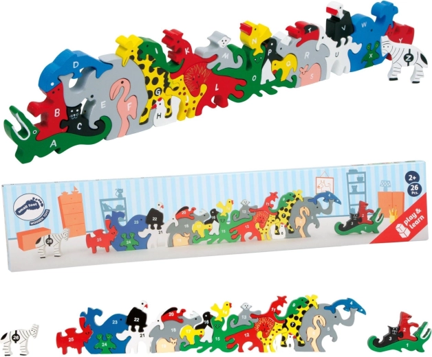 Faállatos puzzle betűkkel és számokkal Small Foot