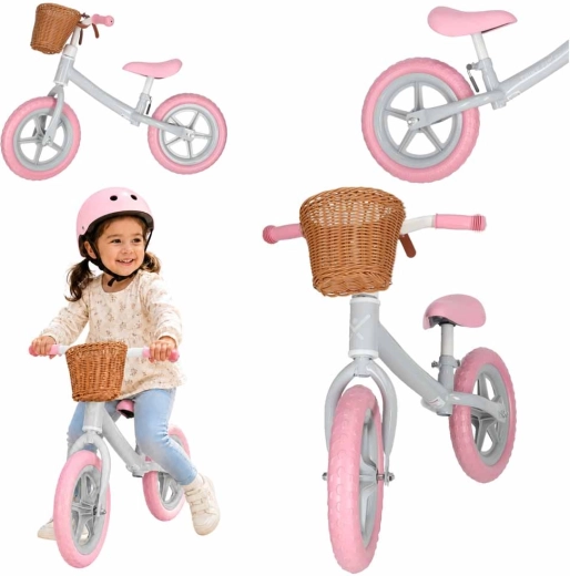 Trike Fix Balance rózsaszín futóbicikli kosárral