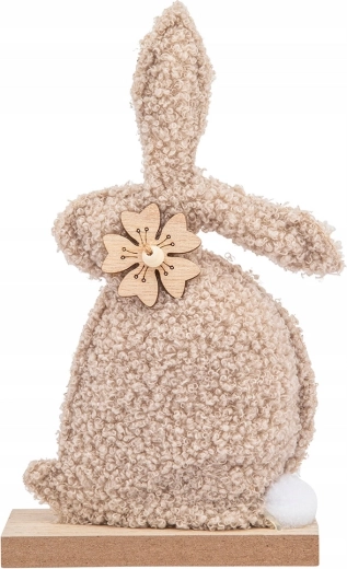 Bouclé dekoratív nyuszi figura bézs 22 cm