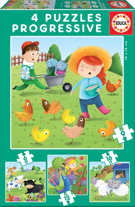 Educa puzzle Farmállatok 4 az 1-ben (6–16 darab)