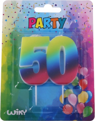 Szivárványos születésnapi gyertya 50-es szám, talppal