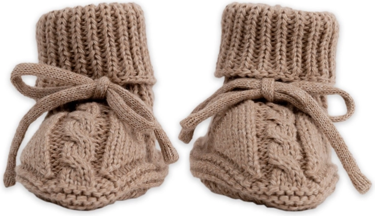 Lodger kötött babacipő knit cable fudge 0–6 hónapos