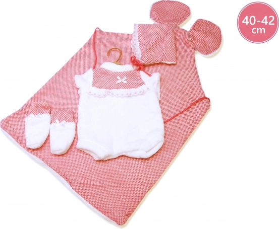 Llorens öltözék újszülött babához 40–42 cm, 3 részes készlet füles alátéttel