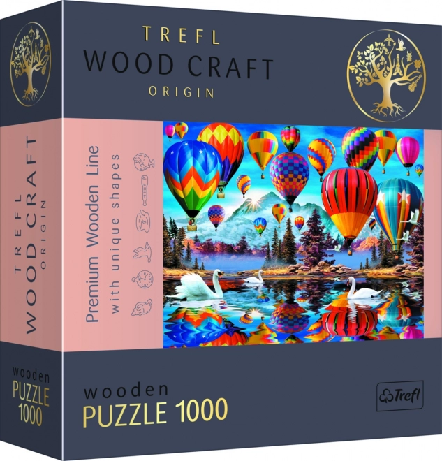 TREFL Wood Craft Origin – Színes léghajók fa puzzle, 1000 darab