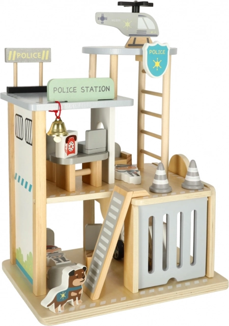 Fa rendőrőrs garázzsal, autóval és helikopterrel