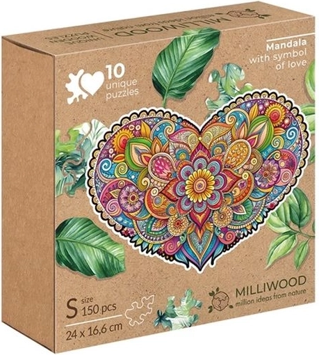 Milliwood a szerelem mandalája – fa szív puzzle 150 darabbal