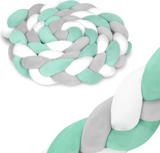 Fonott rácsvédő kiságyba 3 m mentol–szürke RICOKIDS