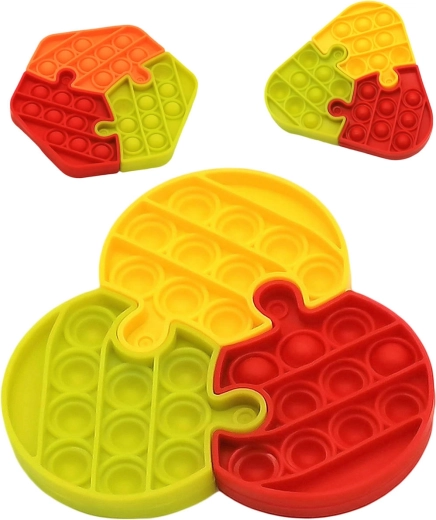 Pop It stresszoldó puzzle 3 darabbal, 14 cm - 1 db