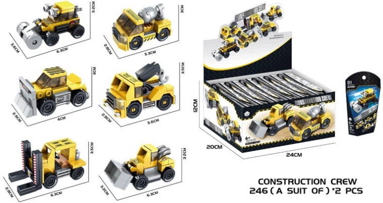 Építőkészlet építőipari autó 6,3 cm