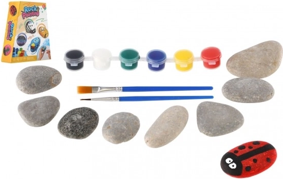 Kőfestés – kreatív készlet festékekkel és ecsetekkel