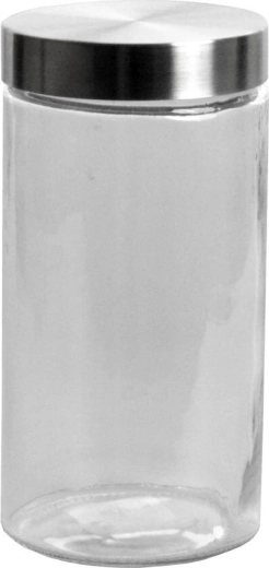 Üveg kerek tárolóedény 2,1 l rozsdamentes acél fedéllel