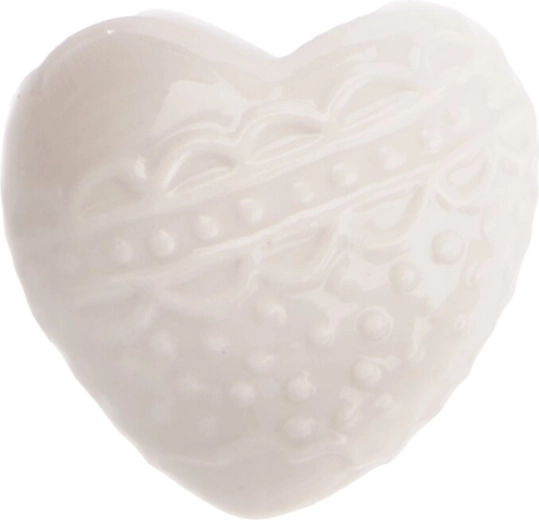 Fehér porcelán szív dekoráció 6 × 4 × 6 cm