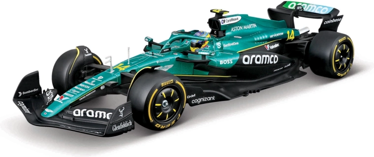 Bburago Aston Martin AMR25 2025 #14 Fernando Alonso – F1 modell 1:24 akril dobozban