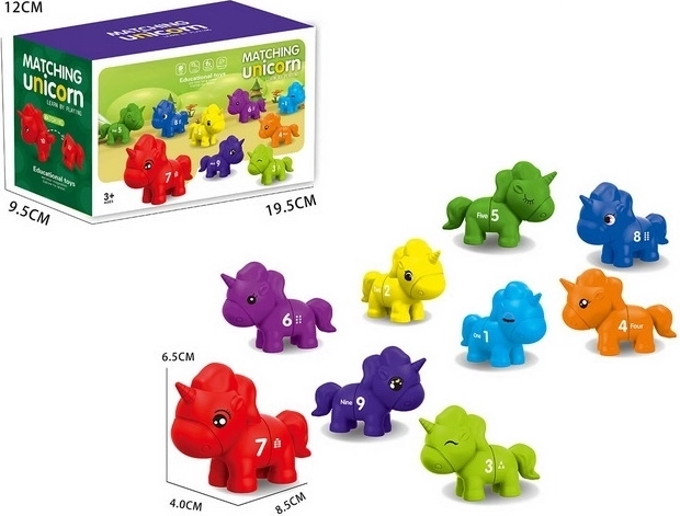 Montessori játék Egyszarvúk és számok