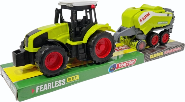 Traktor gazdasági géppel és pótkocsival – műanyag készlet gyerekeknek