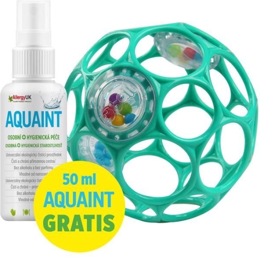 OBALL Rattle csörgő 10 cm (sötét türkiz) + AQUAINT tisztító víz 50 ml