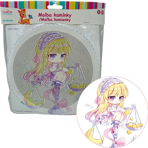 Gyémántfestés kerettel – lila baba, 20 cm