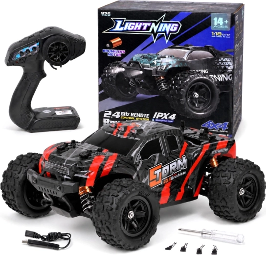 Terep RC buggy 4x4 2,4 GHz brushless (kefenélküli) motorral, 1:18 méretarány – 1 db