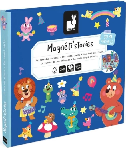 Janod mágneses könyv Állatok születésnapi bulija