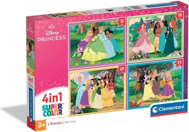 Clementoni SuperKolor Puzzle 4 az 1-ben Disney Hercegnők