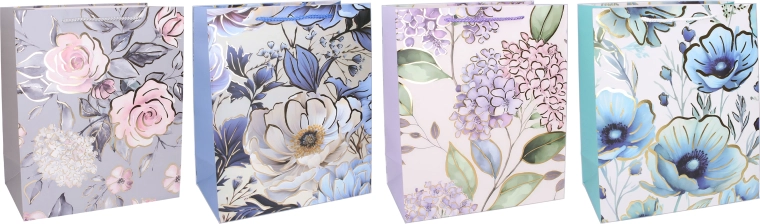 Ajándék papírtáska L 30 × 40 × 12 cm – virágmintás design