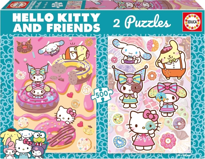 EDUCA Puzzle Hello Kitty és barátai – Fánkok, 2×500 darab