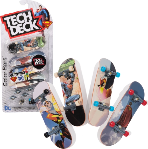 Tech Deck fingerboard készlet – 4 mini gördeszka összeszerelésre, DC Comics Superman