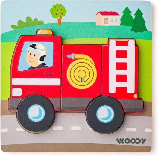 Woody baby fa berakós puzzle tűzoltóautó 5 darab – 1 db