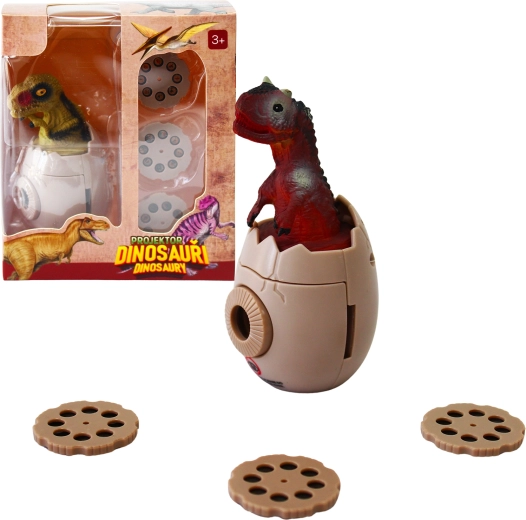 Dinoszaurusz projektor tojás alakban, 3 cserélhető koronggal – 1 db