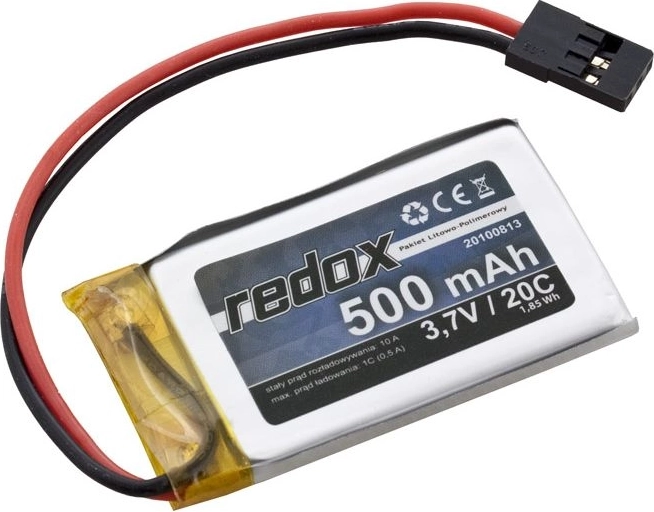 Redox Li-Pol akkumulátor 500 mAh 3,7 V 20C JR csatlakozóval - 1 db