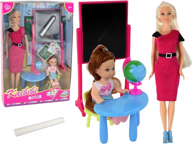 Játékkészlet tanárnő diákkal és iskolai kiegészítőkkel