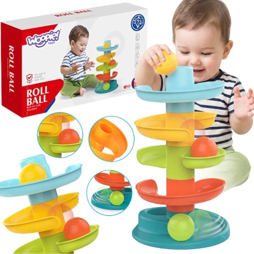 Woopie Baby golyópálya spiráltoronnyal és 3 labdával
