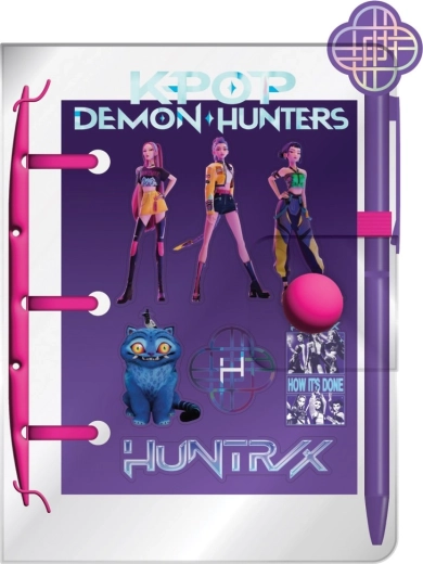 K-pop Demon Hunters szett: mini jegyzetfüzet, toll és matricák