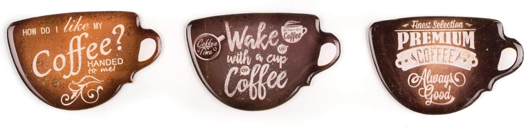 Coffee mágnesek vegyes dekorral, 3 db
