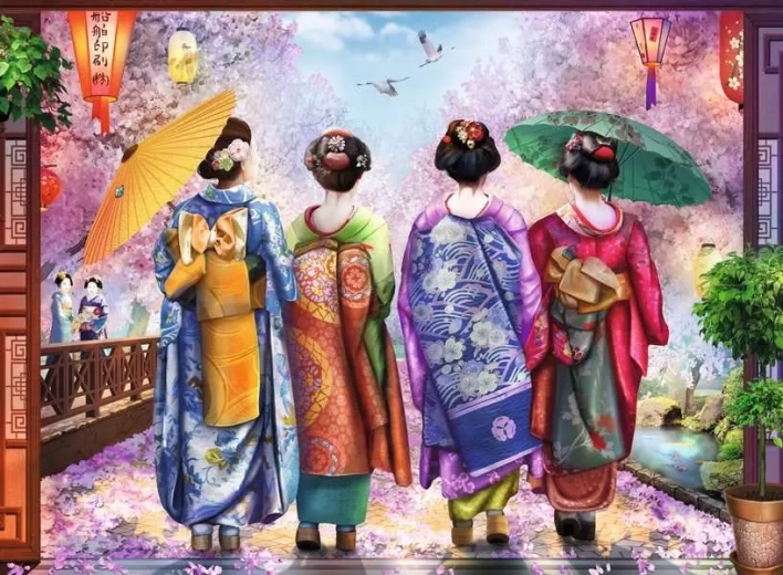 RAVENSBURGER puzzle Virágzó fák között 500 darab