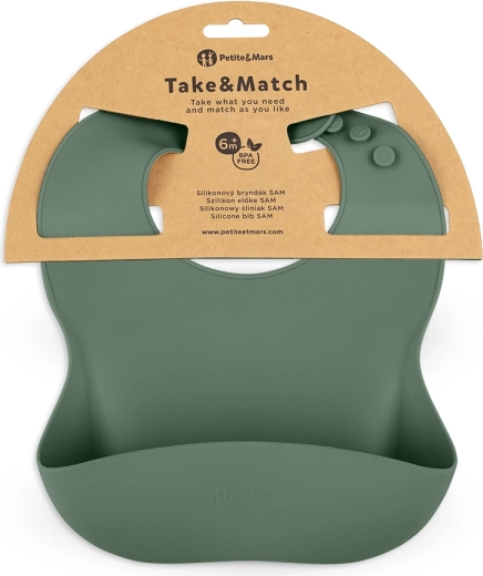 Petite&Mars Take&Match misty green szilikon előke