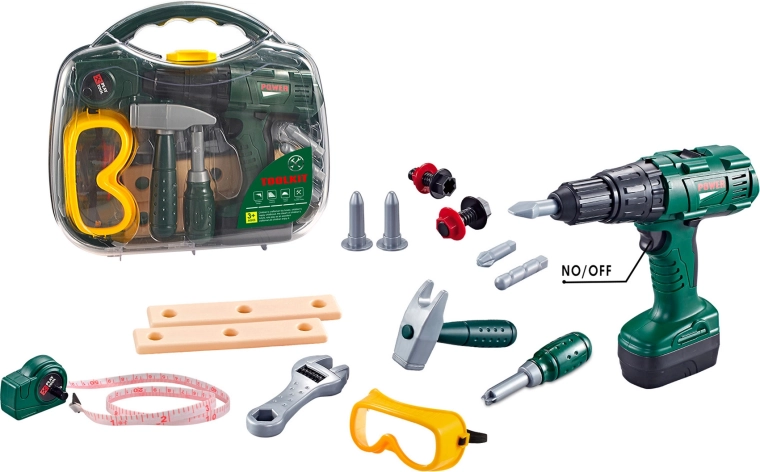 Gyermek szerszámkészlet bőröndben akkus csavarozóval