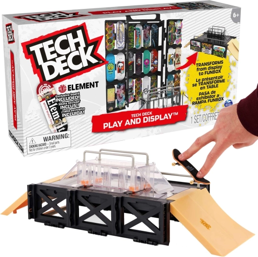Tech Deck Play and Display – hordozható fingerboard gördeszkapark ELEMENT állvánnyal