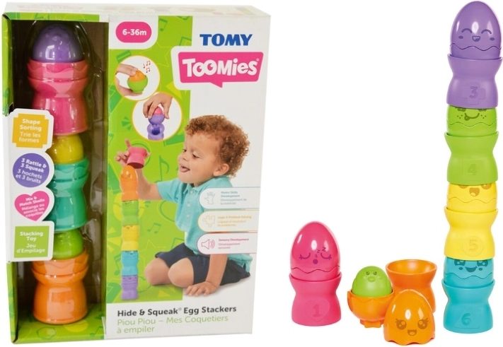 TOMY Toomies tojásos rakosgató piramis Hide & Squeak