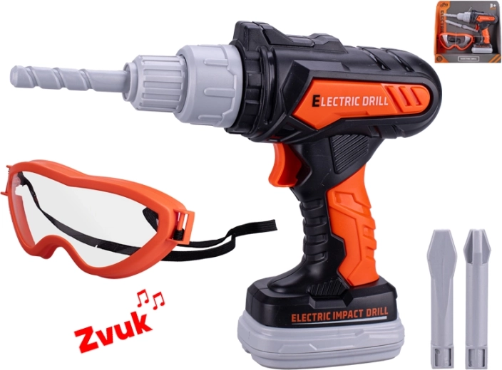 Gyerek akkumulátoros ütvefúró hangokkal és védőszemüveggel
