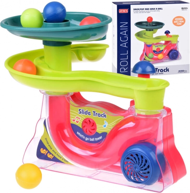 Színes golyópálya zenével gyermekeknek