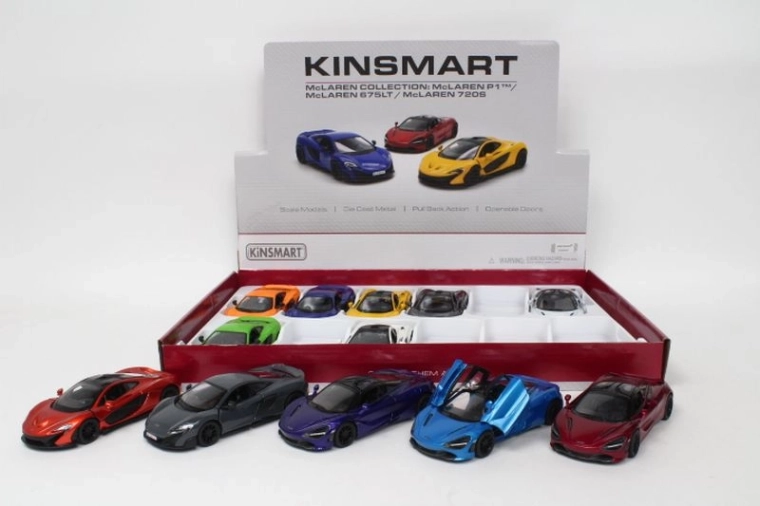 McLaren – fém autómodell 13 cm, nyitható ajtókkal és visszahúzós (pull-back) meghajtással