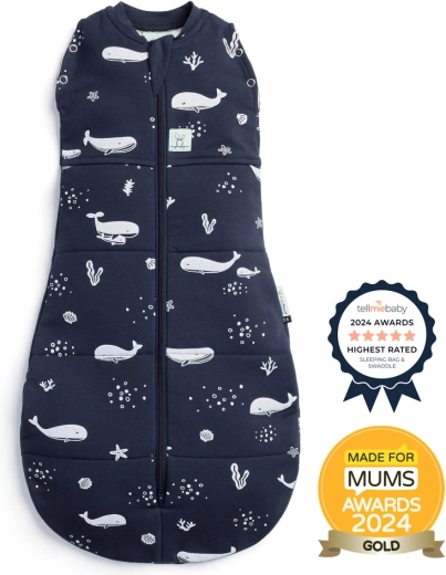 Ergopouch pólya és hálózsák 2 az 1-ben Cocoon Whale 0–3 hónap, 3–6 kg, 2,5 TOG